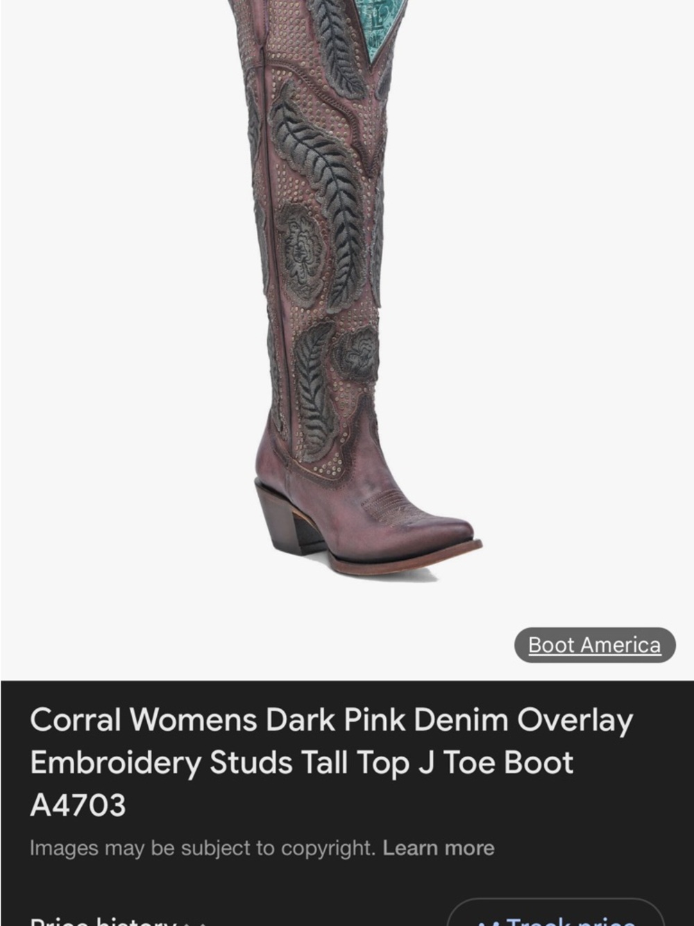 Corral Burgundy and Black Embroidered Women's Cowboy Boots - Picture 6 of 6